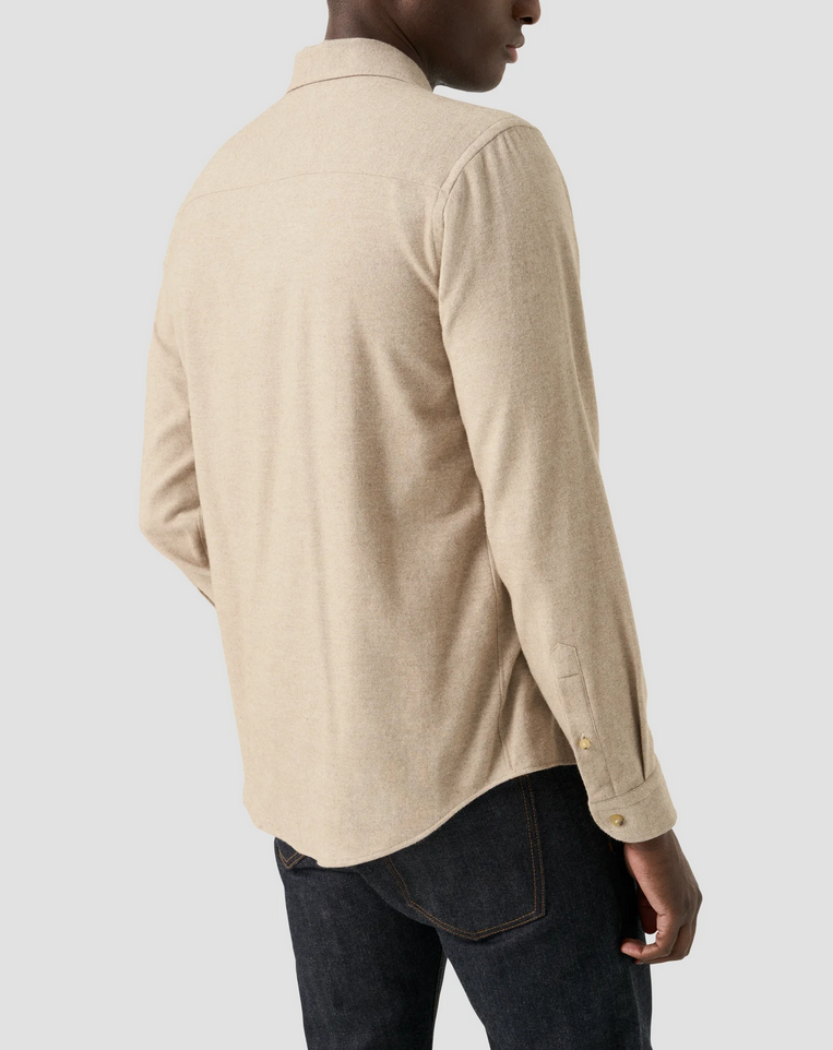 Skjorte - Solid Flannel Shirt Beige