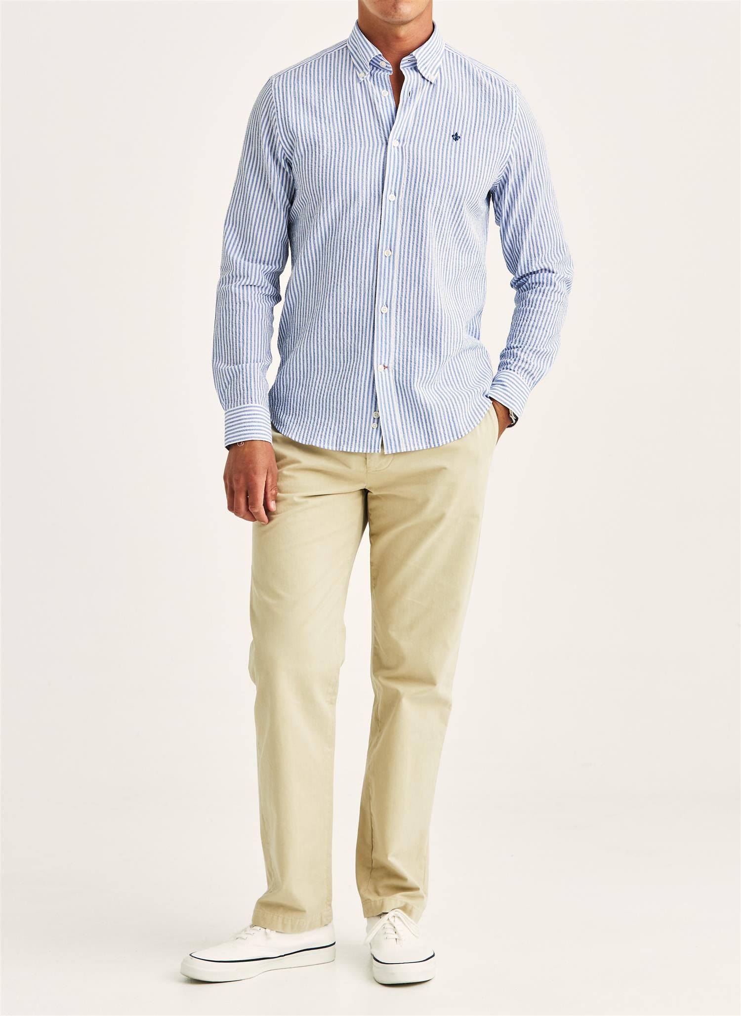 Skjorte - Seersucker Shirt Slim Fit Light Blue