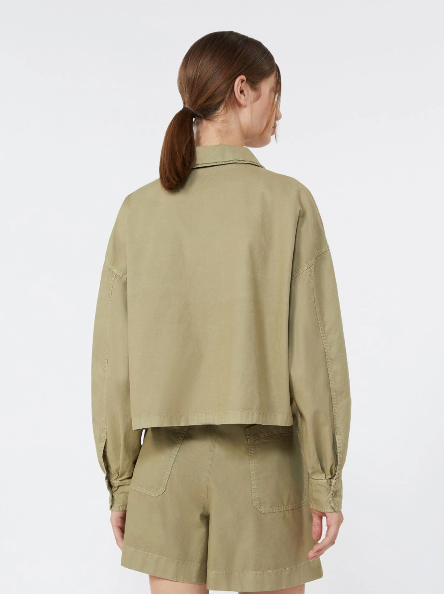 Skjorte - Boxy cotton Panama shirt - OLIVE GREEN