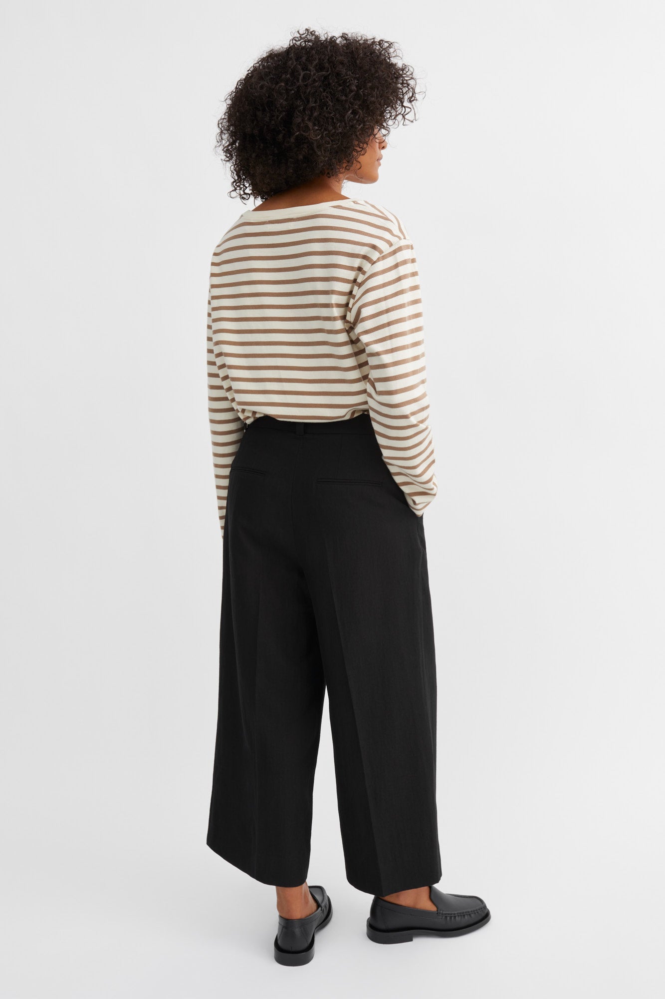 Genser - Loui Oversized Blouse Light Brown / White Stripe