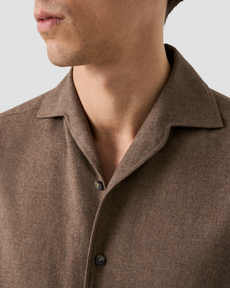 Skjorte - Solid Flannel Shirt Brown