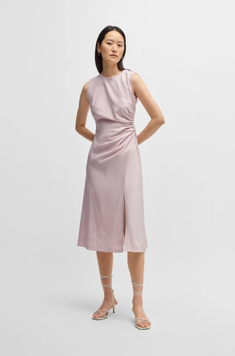 Kjole - Melange Dress with frayed and gathered details