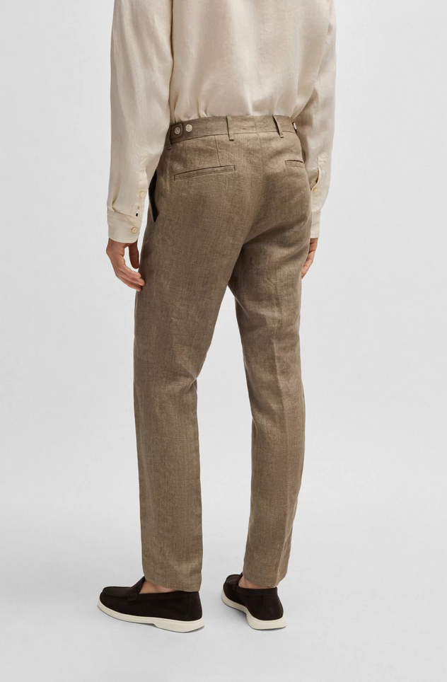 Linbukse - Genius Formal Trousers in Linen Canvas Dark Brown