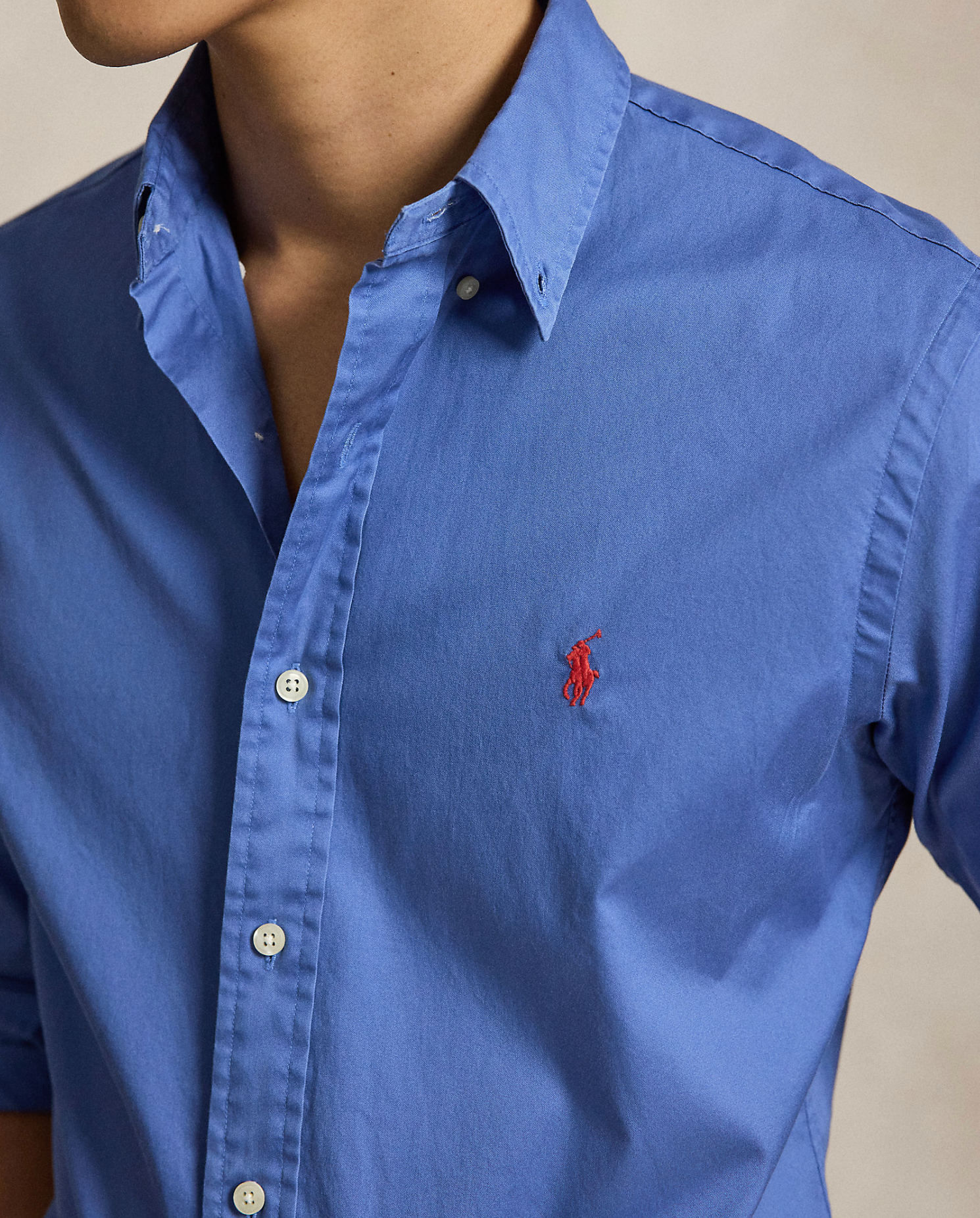 Skjorte - Custom Fit Featherweight Twill Shirt Nimes Blue