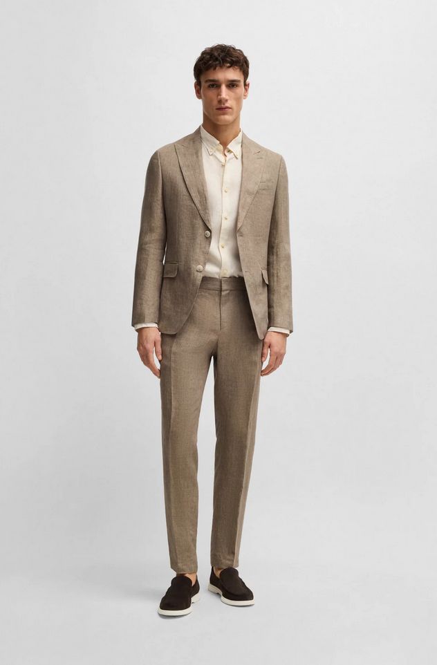 Linbukse - Genius Formal Trousers in Linen Canvas Dark Brown