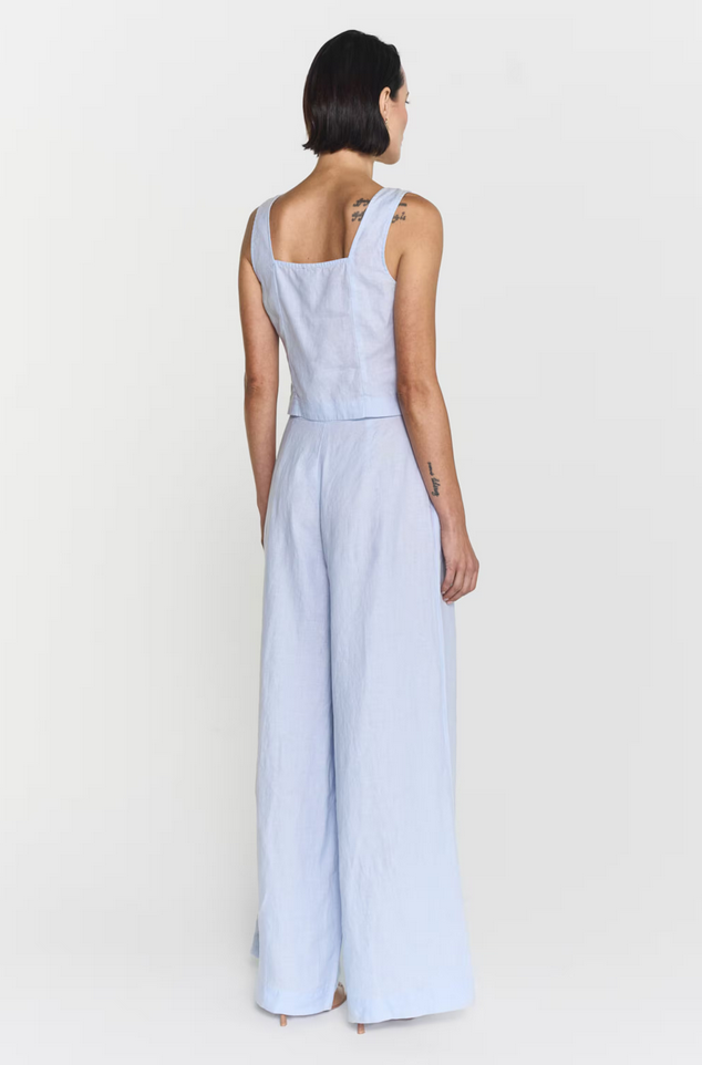 Topp - Heidi Linen Top Illusion Blue