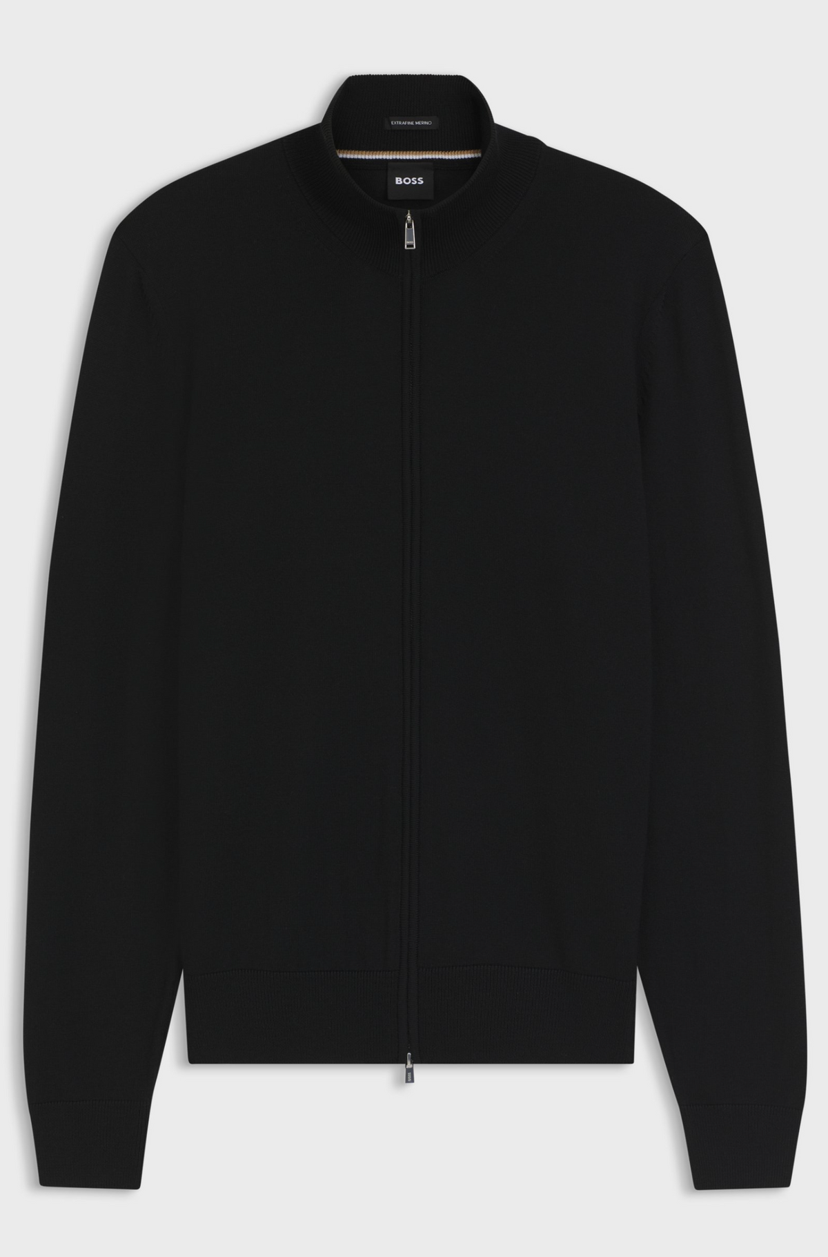 Genser - Zip Up Sweater In Merino Wool Black