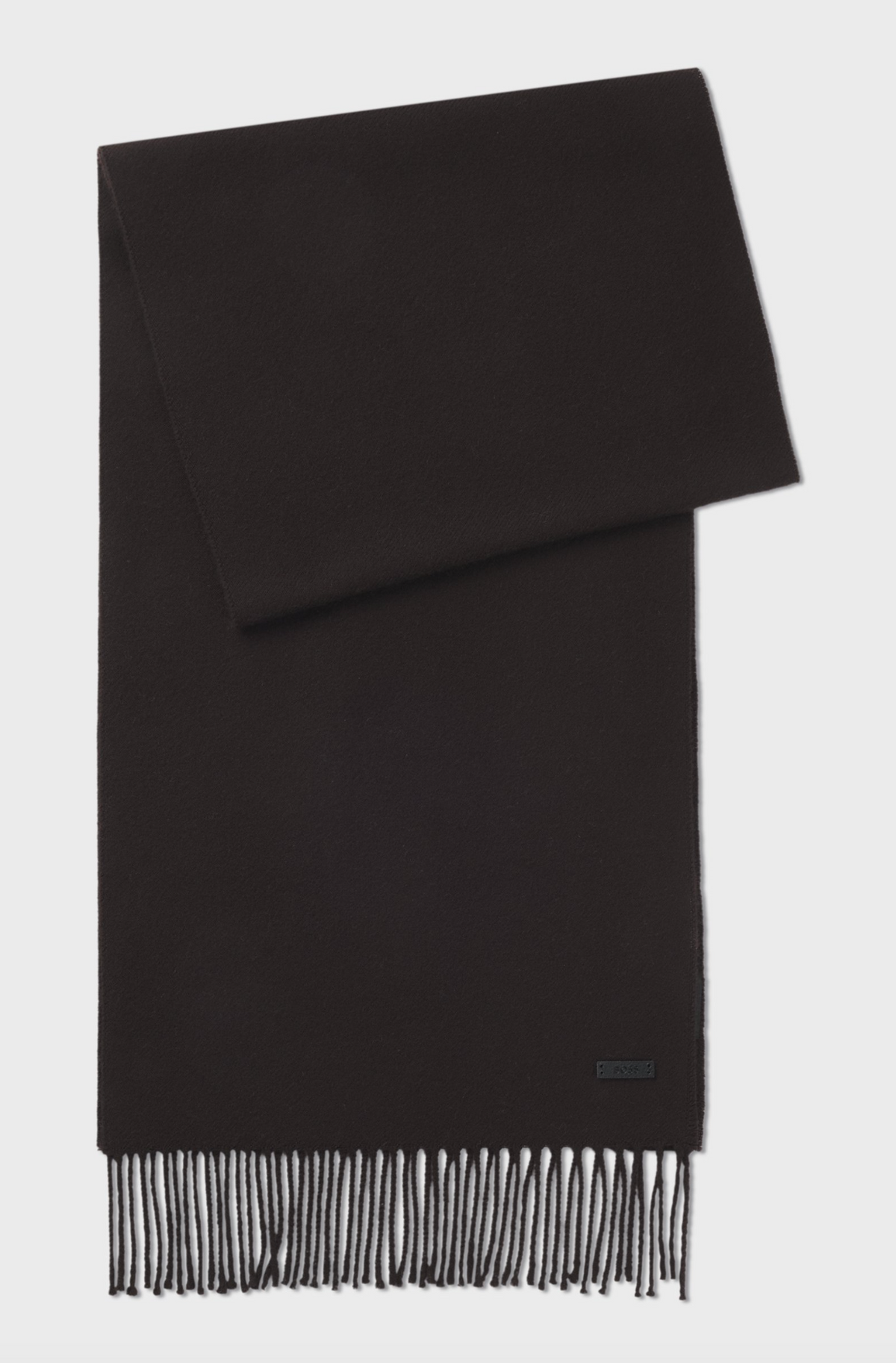 Skjerf - Italian Made Scarf In Wool With Logo Patch Dark Brown