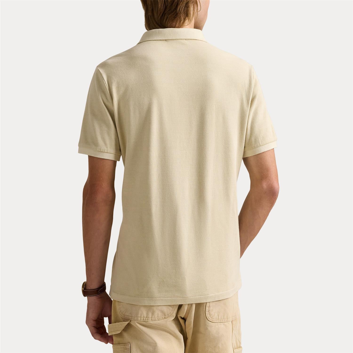 Pique - Custom Slim Mineral-Dyed Mesh Polo Shirt Natural