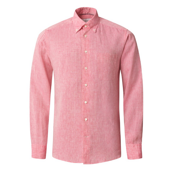 Linskjorte - Red Solid Plain Weave Linen Shirt