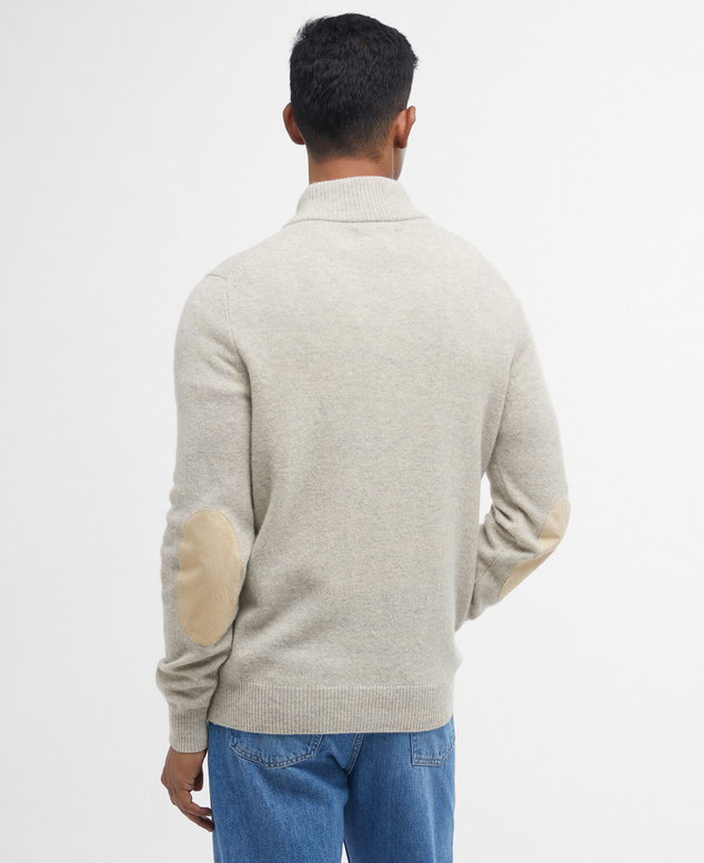 Genser - Essent Patch Half Zip Knitted Jumper Light Sandstone