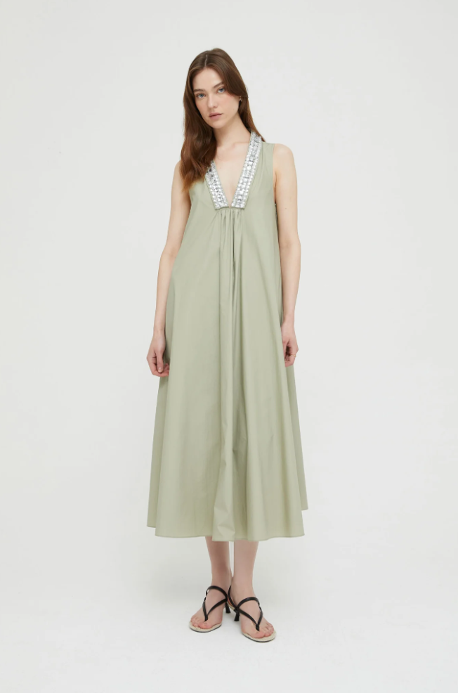 Kjole - Abito In Popeline Lungo Agate Grey