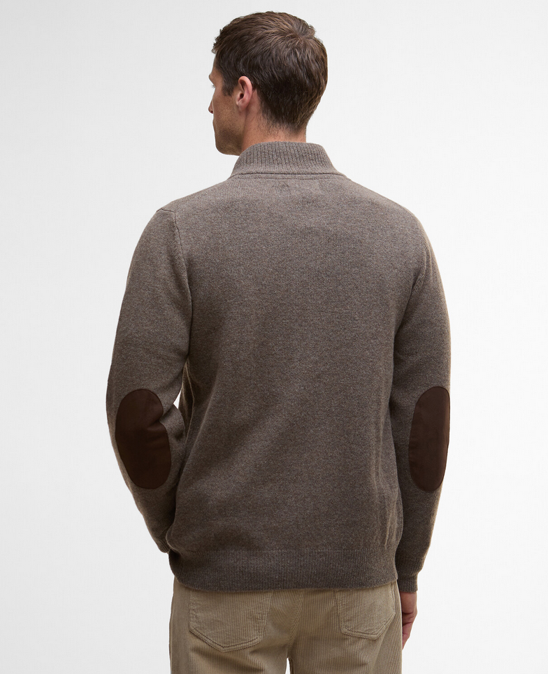 Genser - Essent Patch Zip Through Knitted Jumper Dark Stone