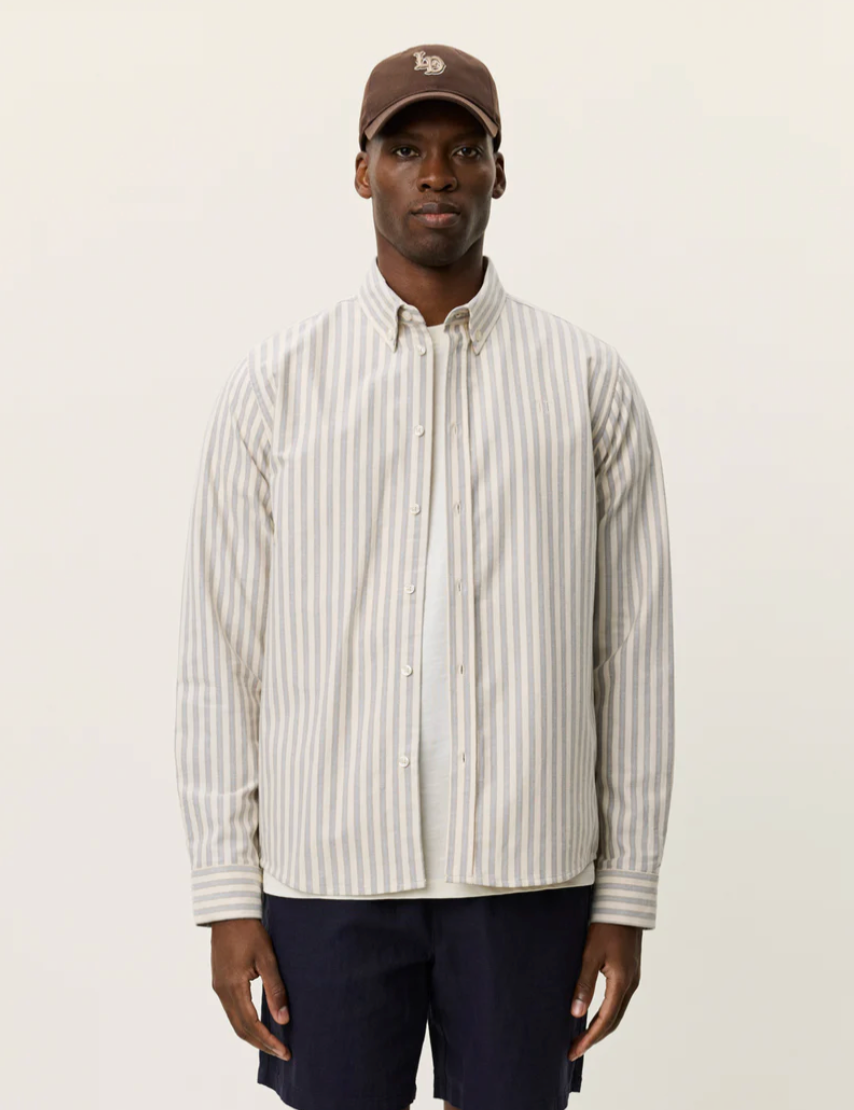 Skjorte - Konrad Striped Oxford Shirt Eggnog White