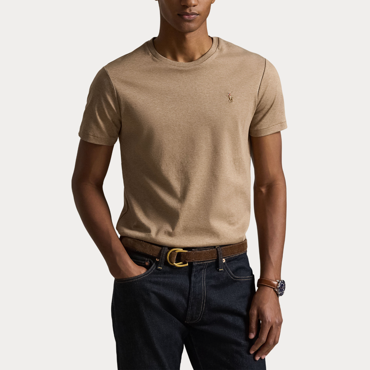 T-skjorte - Custom Slim Fit Soft Cotton T-Shirt Dune Tan
