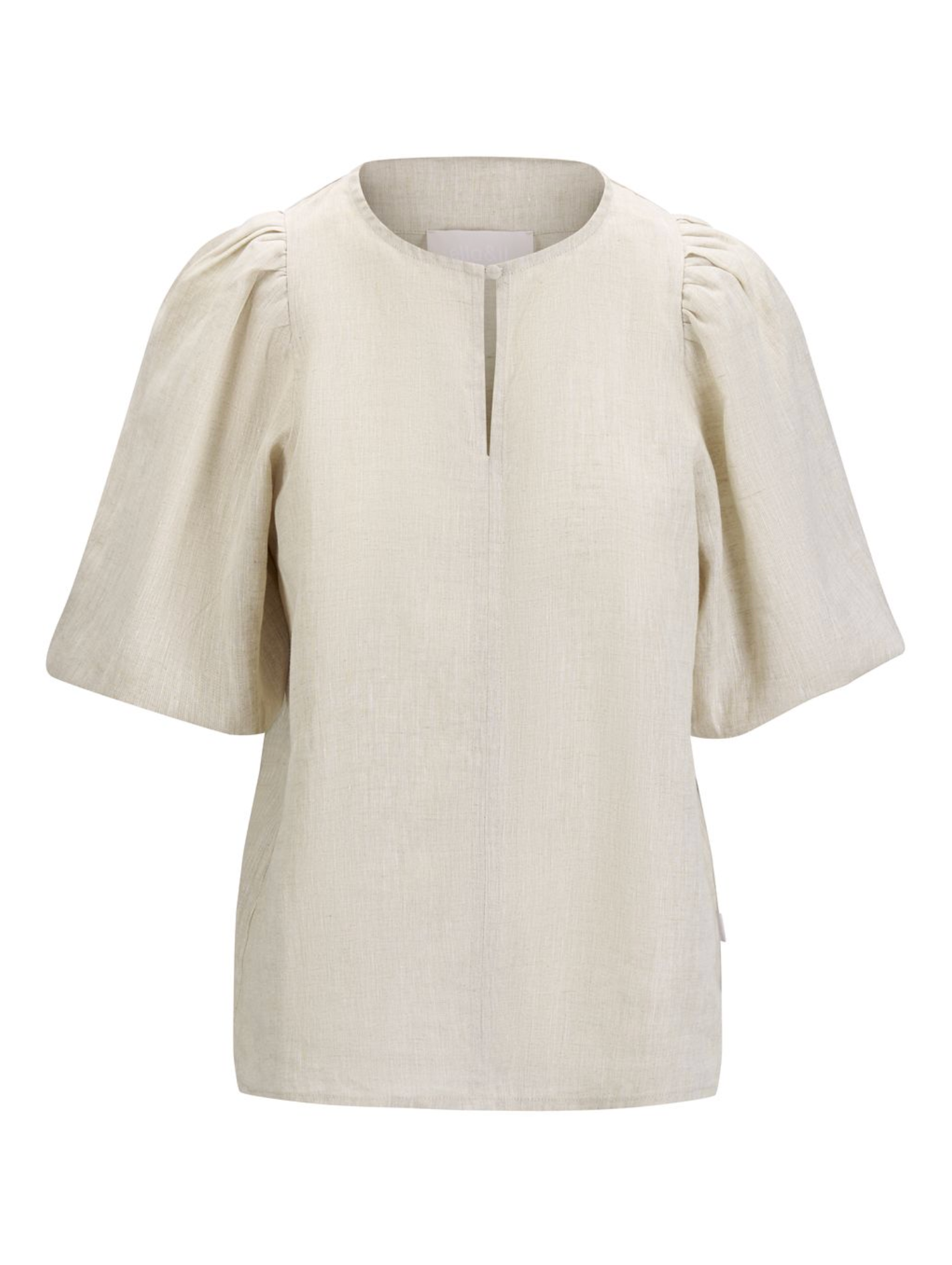 Topp - Anna Linen Top Beige Melange