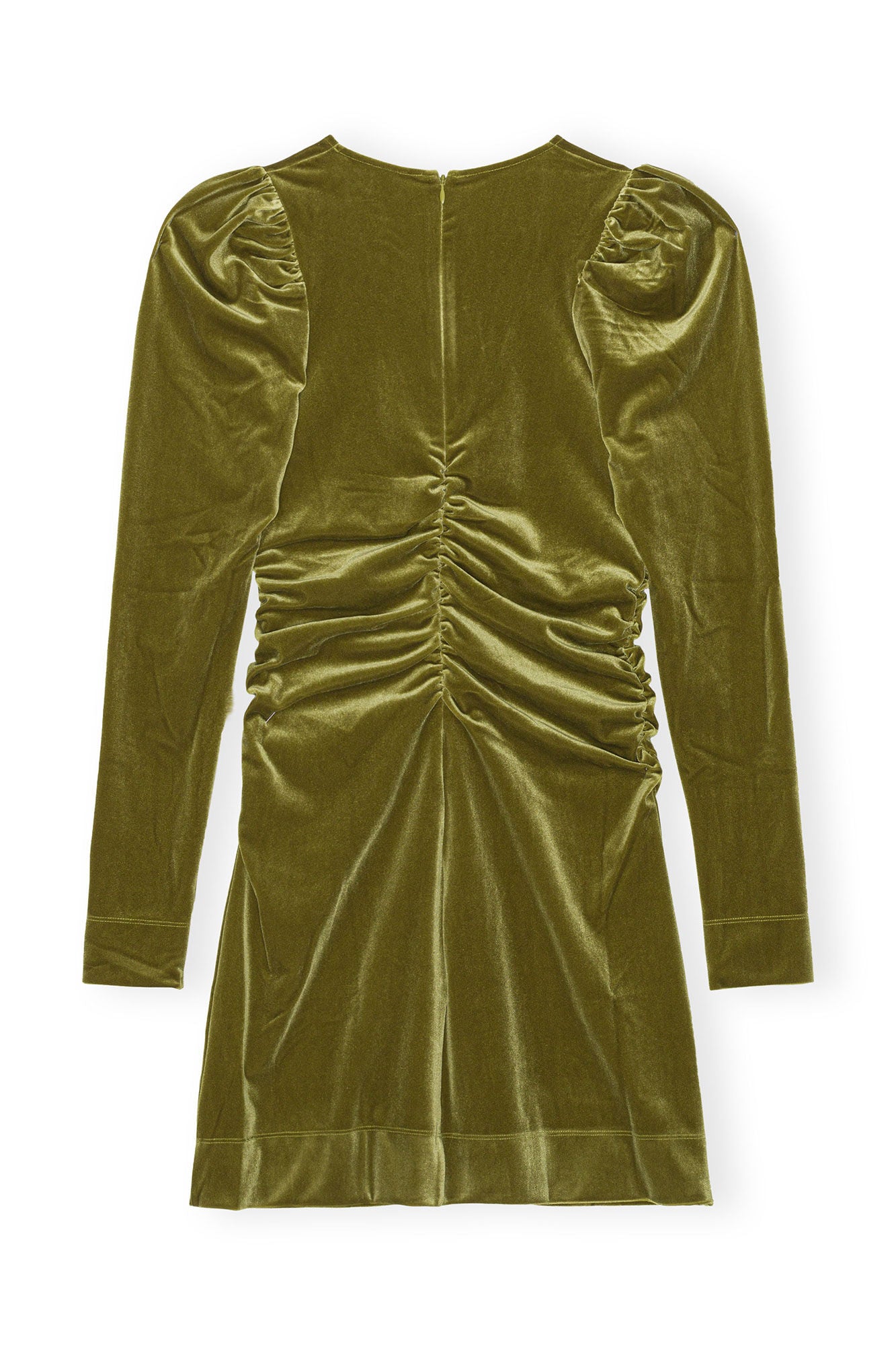 Kjole - Velvet Gathered Mini Dress Avocado