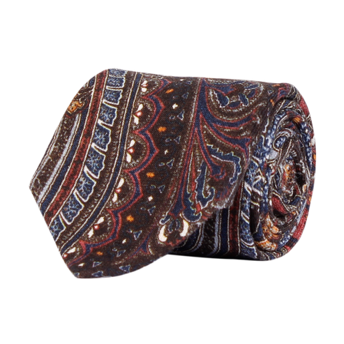Slips - Classic Tie Big Paisley Brown Melange
