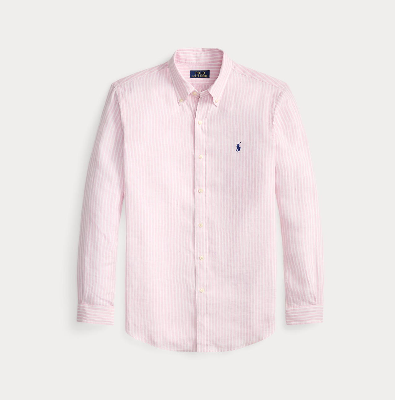 Skjorte - Custom Fit Striped Linen Shirt Pink White