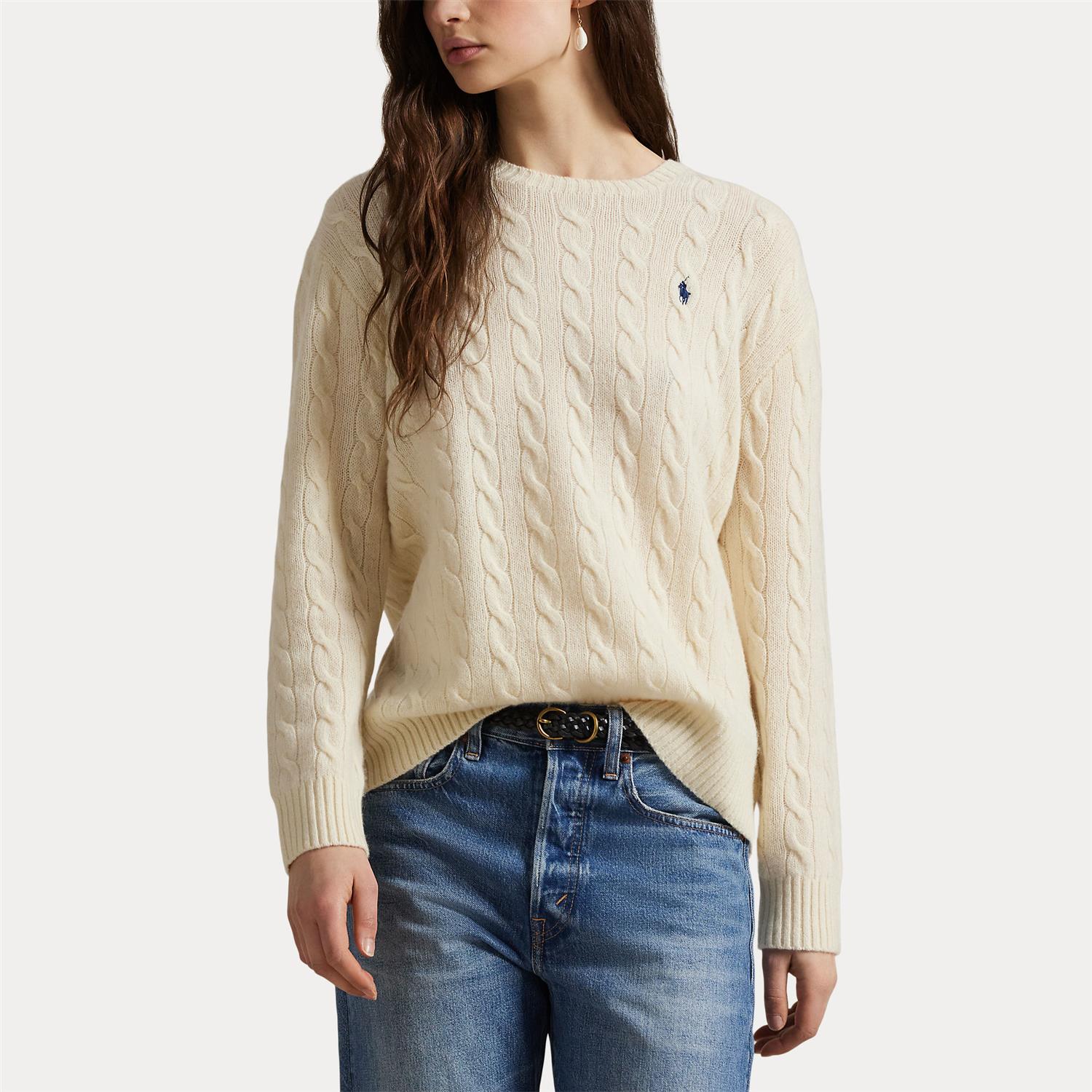 Genser - Cable Wool-Cashmere Crewneck Sweater Autentic Cream