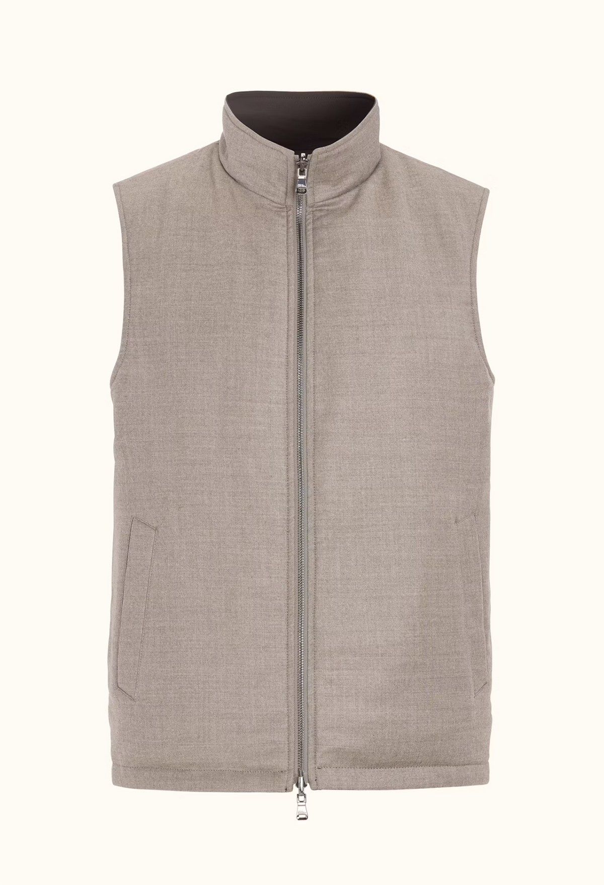 Vest - Vendbar Vattert Flanell Vest Beige Melange