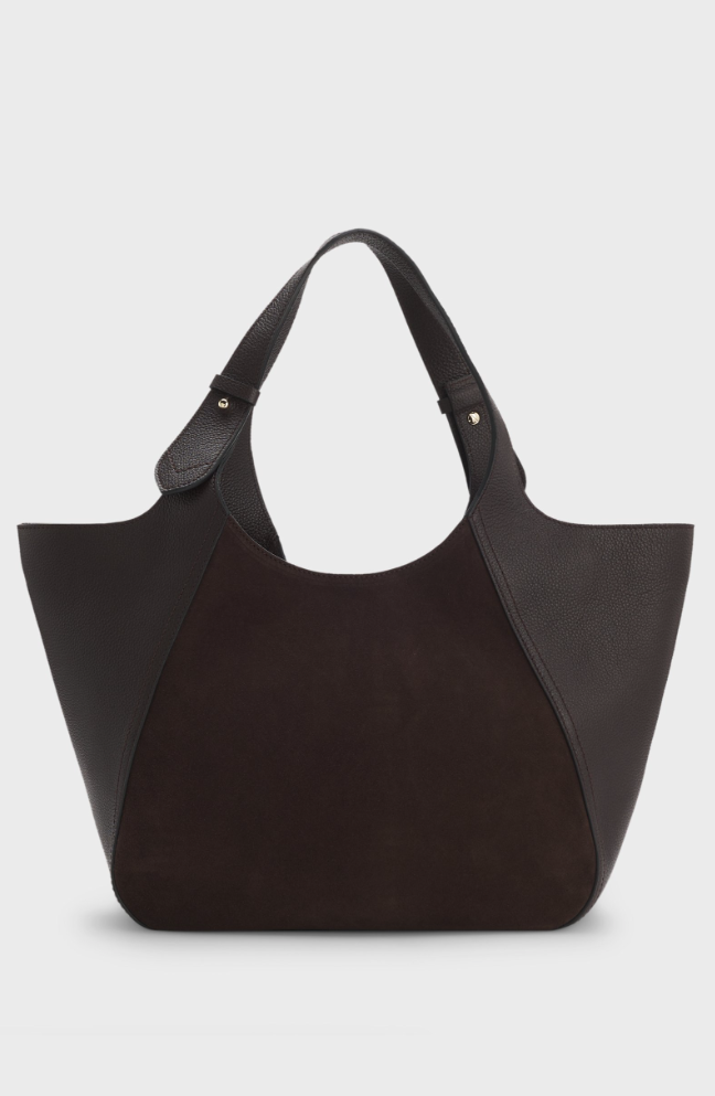 Veske - Tote Bag In Suede and Leather Dark Purple