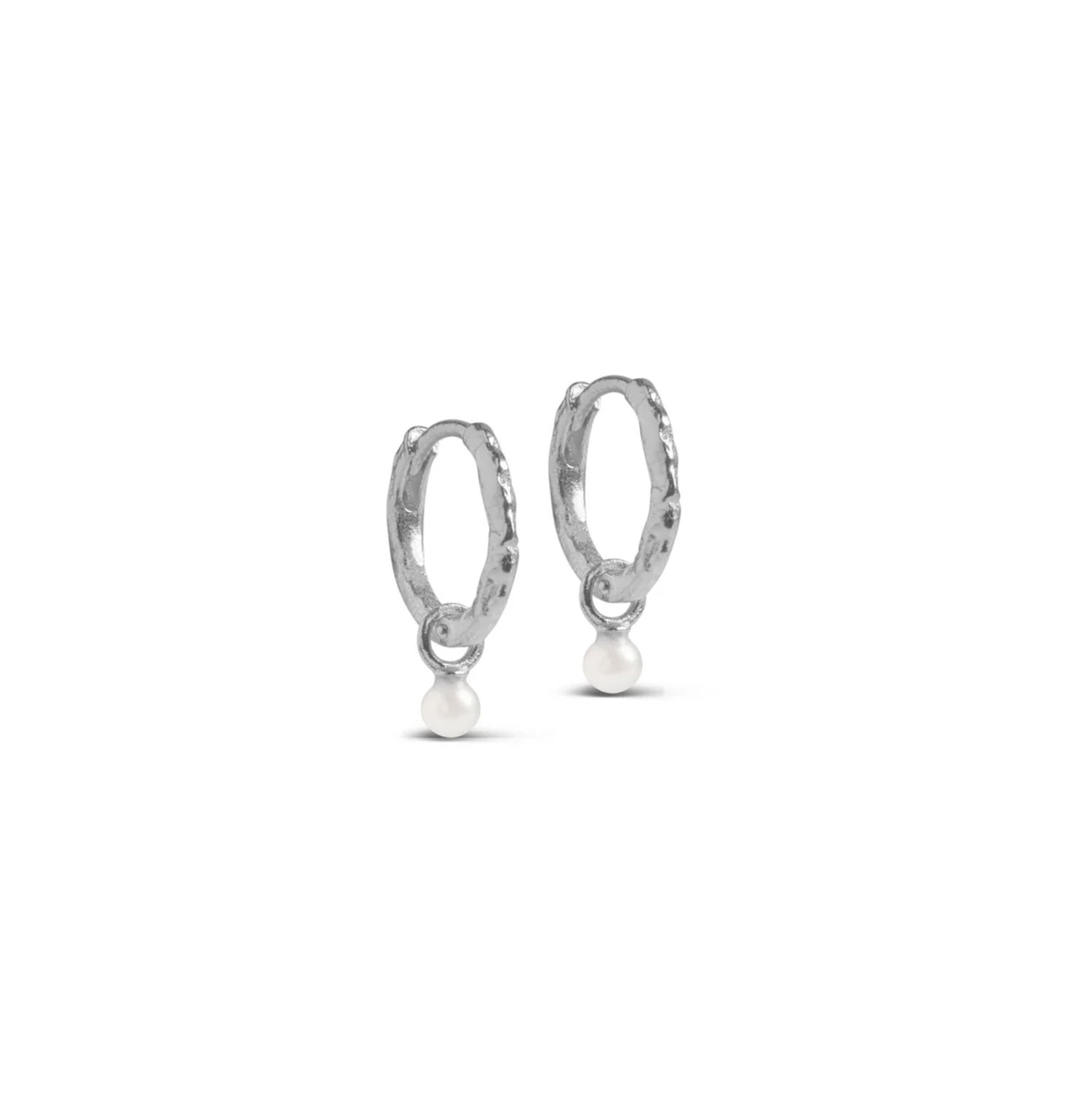 Øredobber - Belle Pearl Hoops Silver