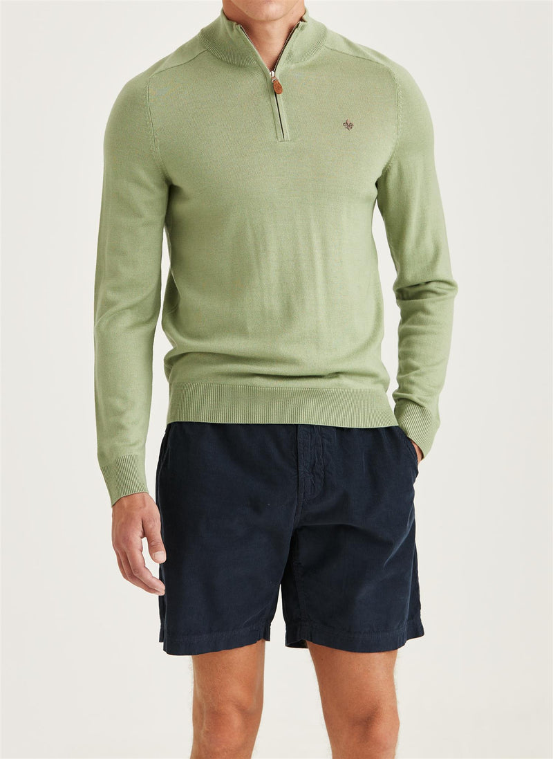 Genser - Merino John Zip Green