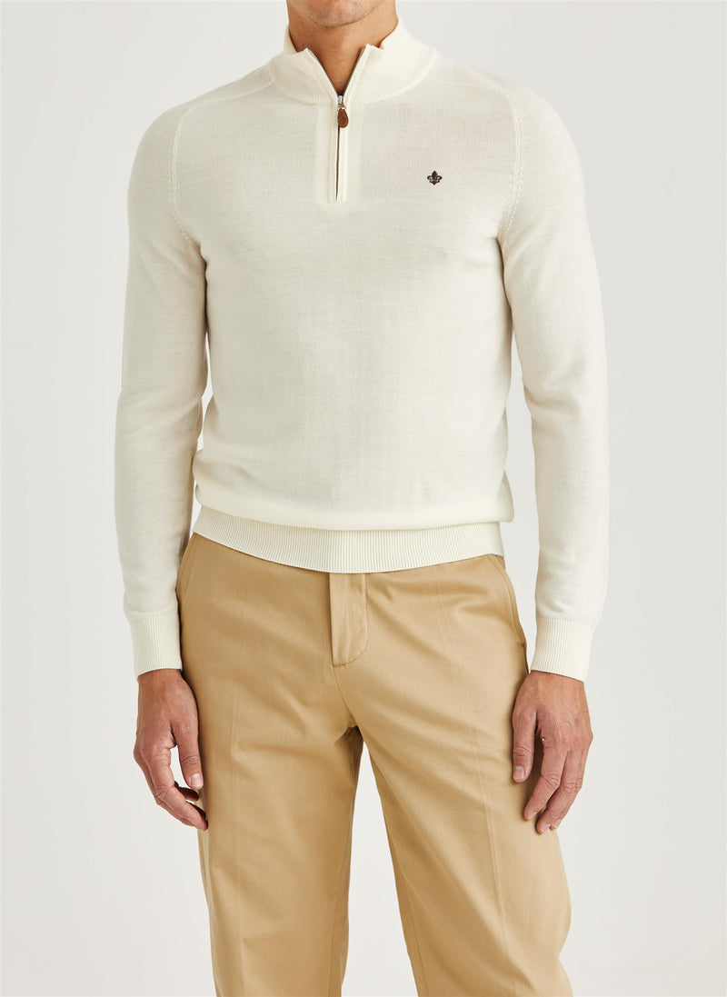 Genser - Merino John Zip Off White