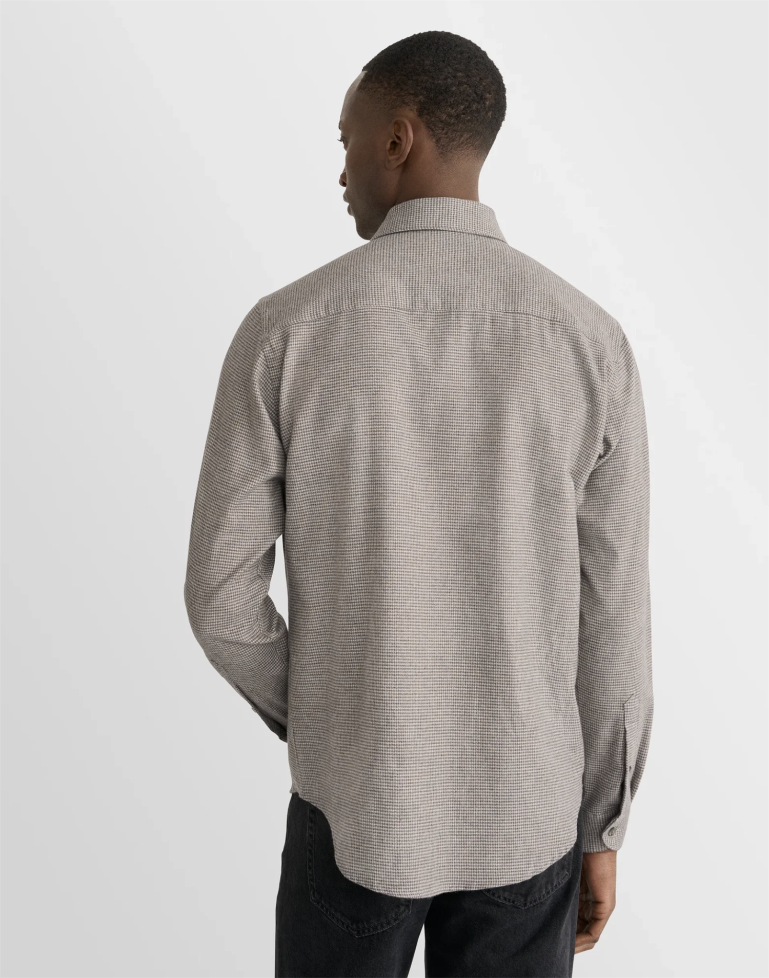 Skjorte - Houndstooth Check Flannel Shirt Gray