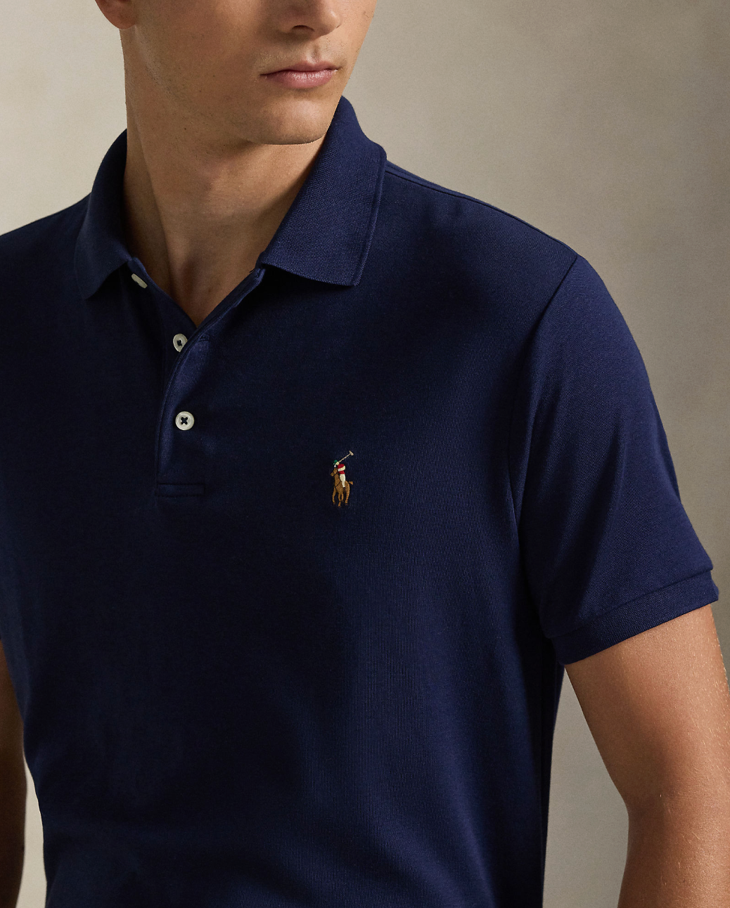 Pique - Custom Slim Fit Soft Cotton Polo Shirt Refined Navy