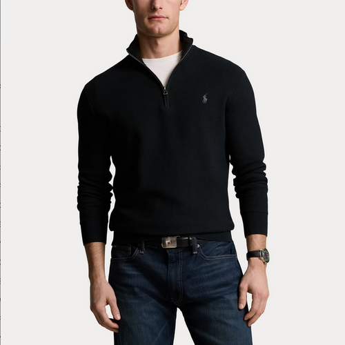 Genser - Textured Half-Zip Black