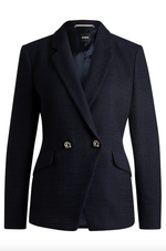 Blazer - Jatawa Slim-Fit Blazer Cotton-Blend Tweed Dark Blue