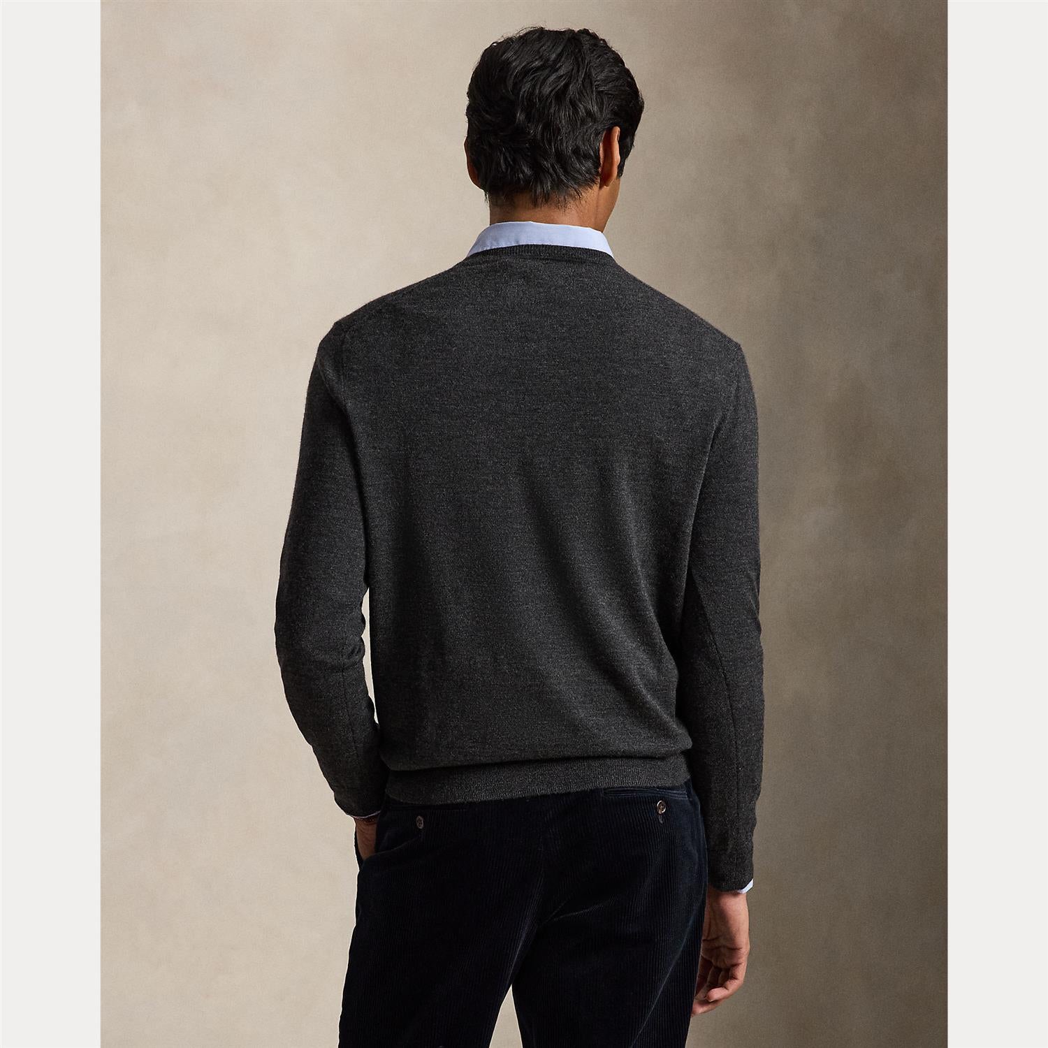 Genser - Washable Wool Crewneck Sweater Dark Granite Heather
