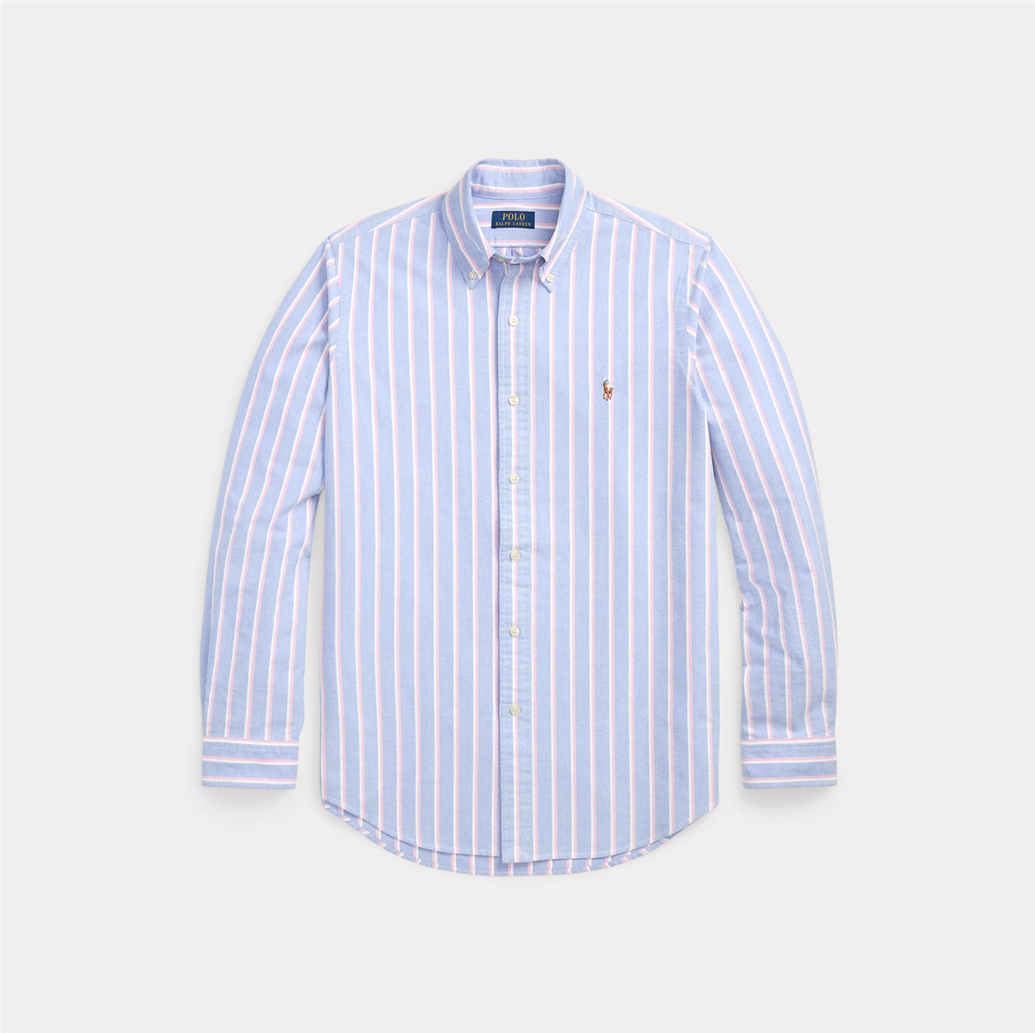 Skjorte - Custom Fit Striped Oxford Shirt Blue/Pink