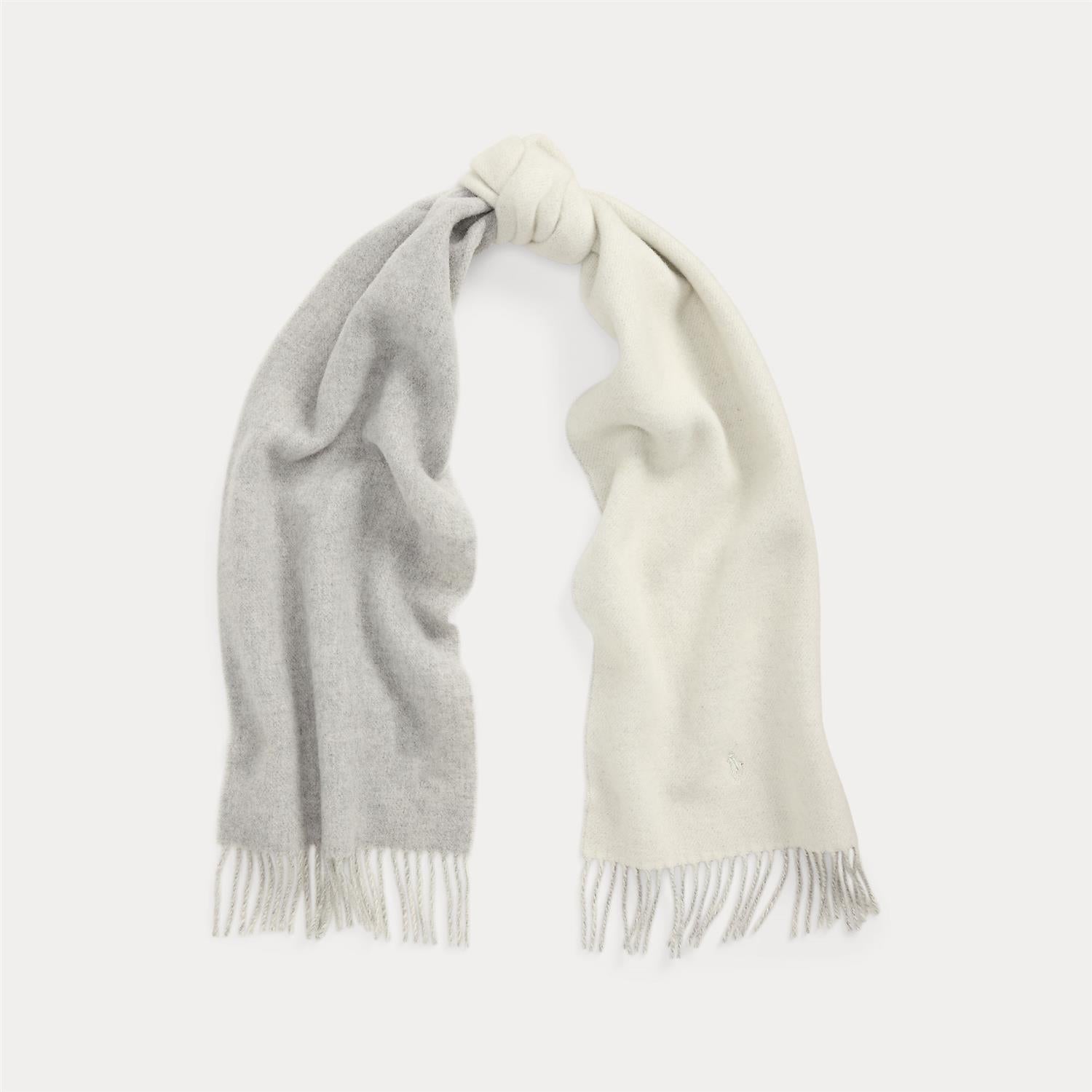 Skjerf - Fringe-Trim Wool Scarf Cream Light Vintage Heather