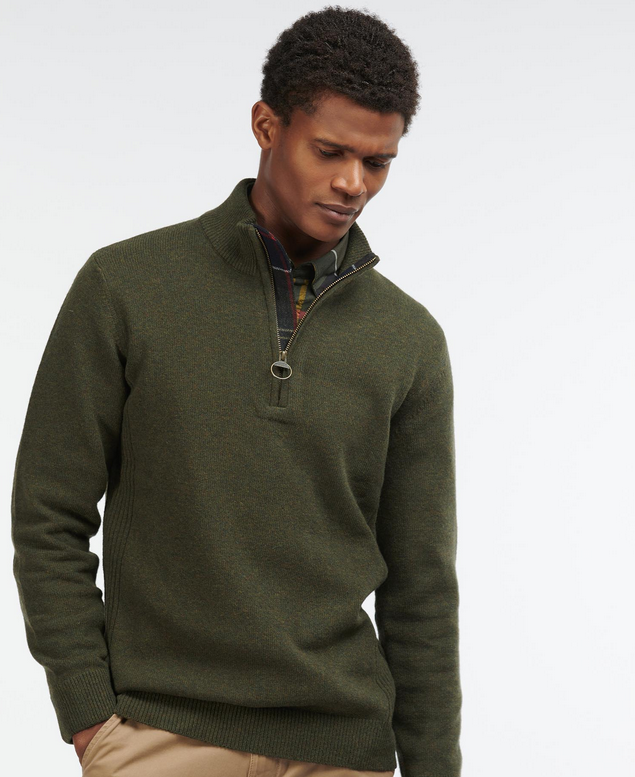 Genser - Holden Half Zip Knitted Jumper Olive