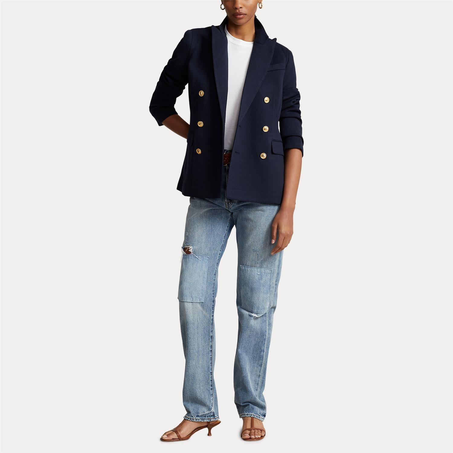 Blazer - Double-Breasted Knit Blazer Park Avenue Navy
