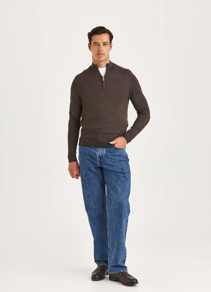 Genser - Merino John Zip Brown