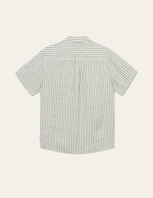 Linskjorte - Kris Linen SS Shirt Light Ivory / Lichen Green