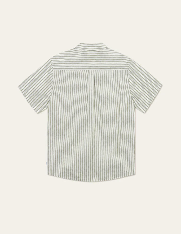 Linskjorte - Kris Linen SS Shirt Light Ivory / Lichen Green