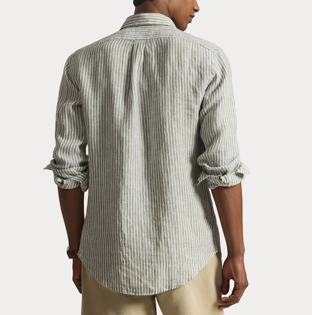 Skjorte - Custom Fit Striped Linen Shirt Garden Trail White