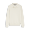 Genser - Knitted Cotton Sweater With Johnny Collar Open White