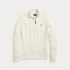 Genser - Cable Knit Cotton Quarter Zip Sweater Andover Cream