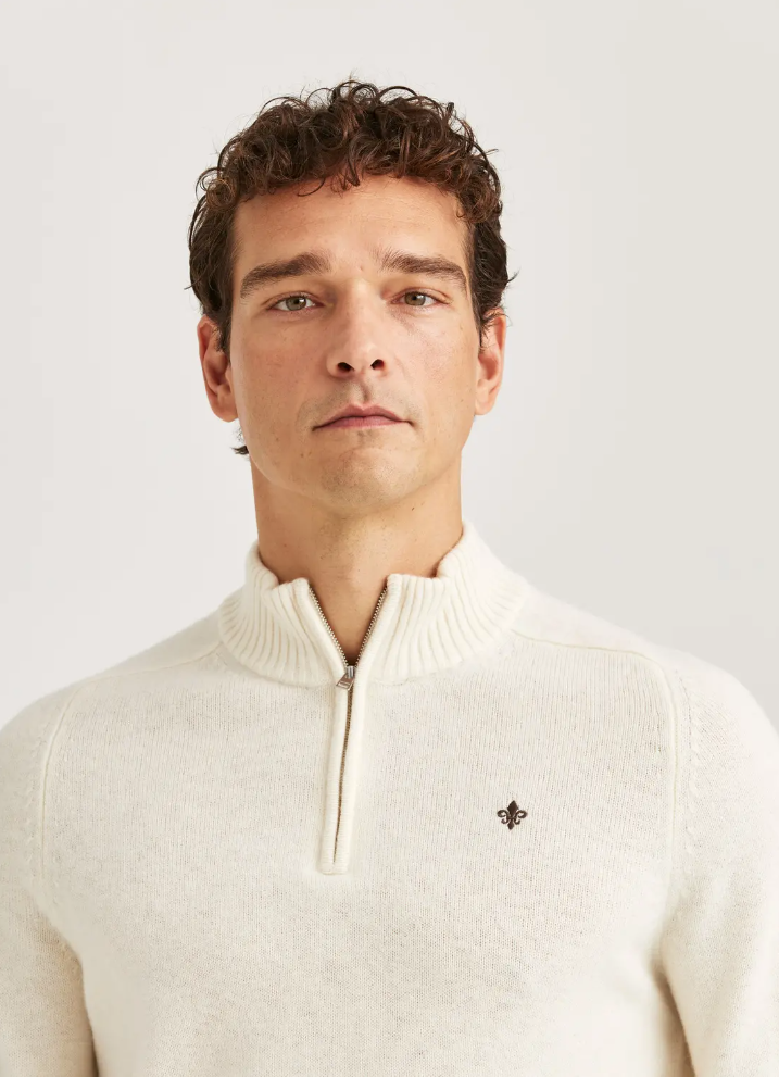 Genser - New Hertford Half Zip Off White