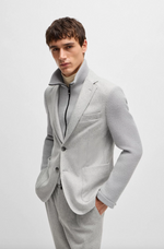 Blazer - Hanry Slim Fit Jacket Knitted Sleeves/Inlay Silver