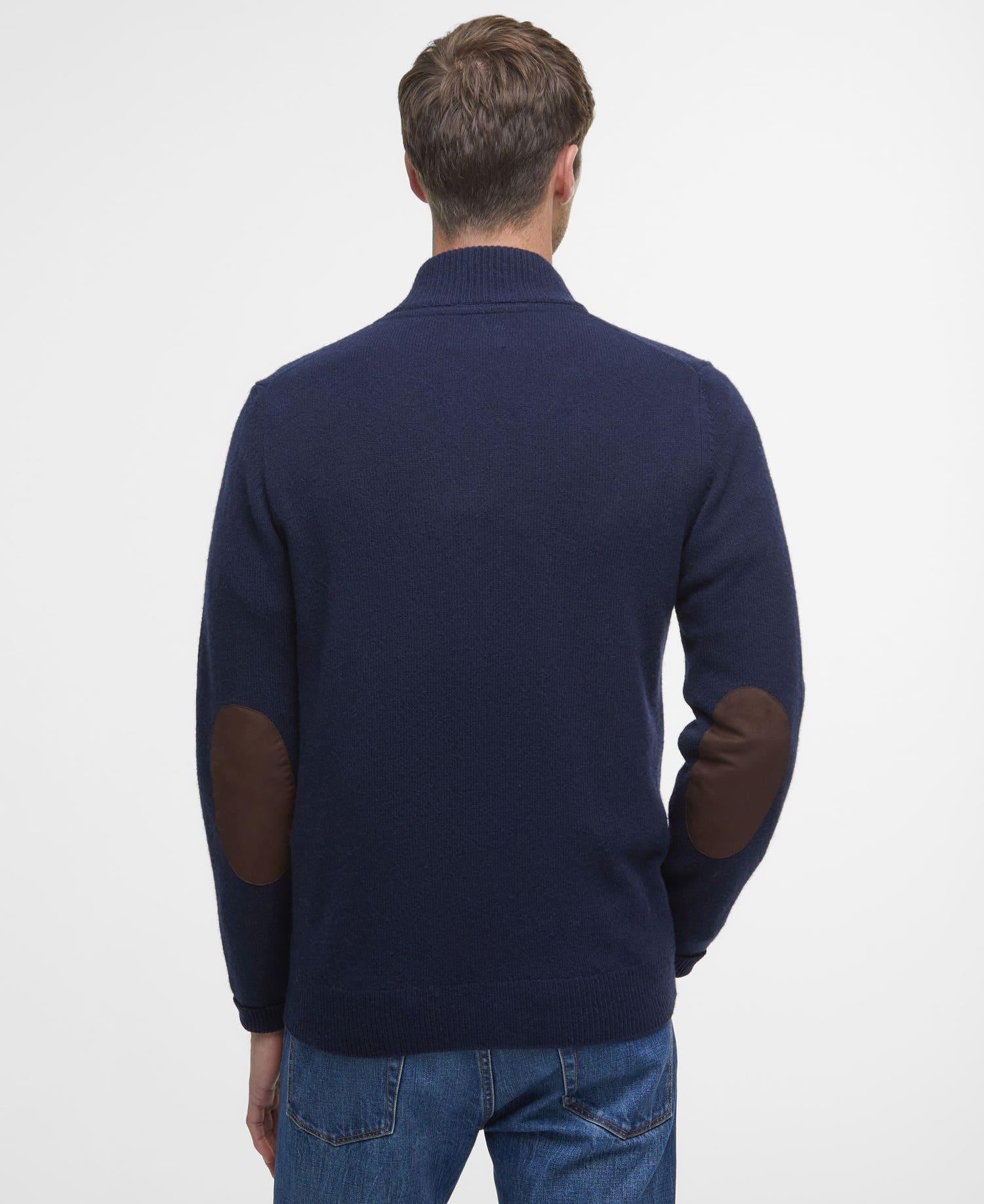 Genser - Essent Patch Zip Through Knitted Jumper Navy