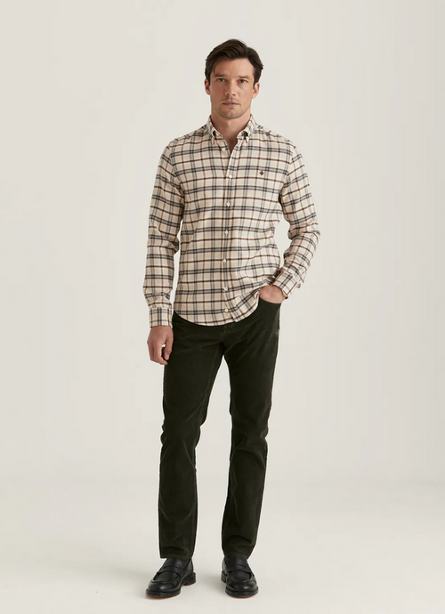 Skjorte - Soft Check Flannel Slim Fit Shirt Camel