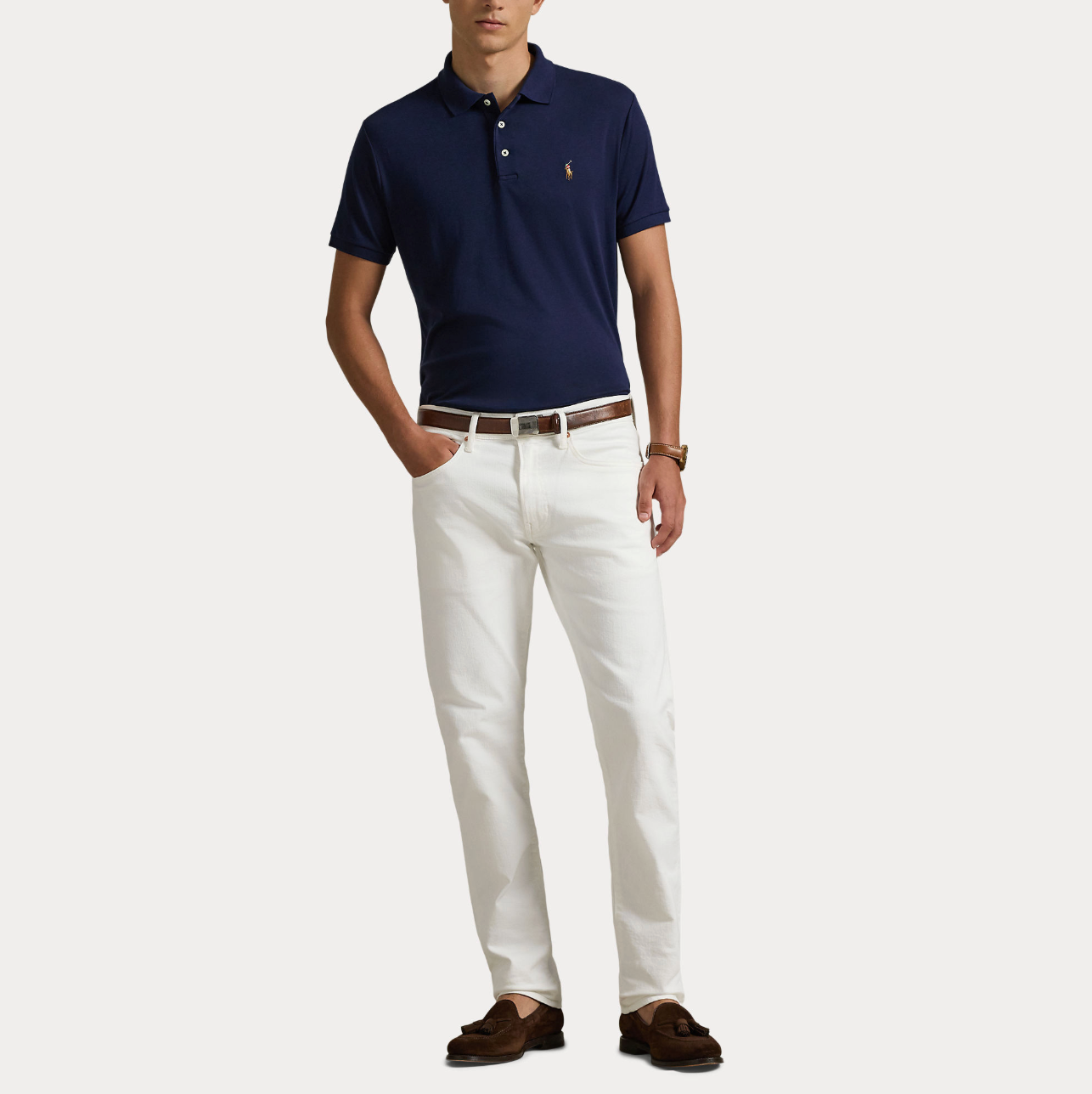 Pique - Custom Slim Fit Soft Cotton Polo Shirt Refined Navy