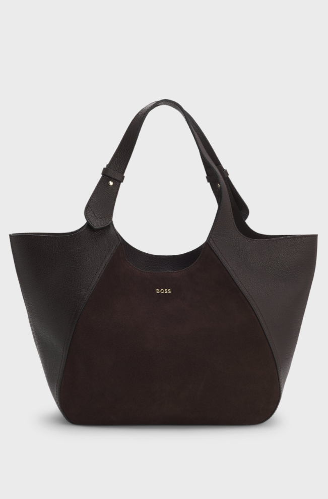 Veske - Tote Bag In Suede and Leather Dark Purple